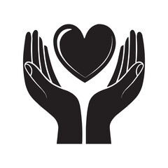 Obraz premium Hands Holding Heart Icon – Symbol of Care and Love in Vector Style