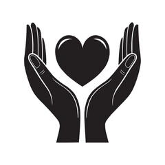 Hands Holding Heart Icon – Symbol of Care and Love in Vector Style