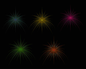 Colorful Firework Burst Isolated on Black Background  Festival Celebration Element