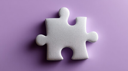Obraz premium Single puzzle piece on a lavender background.