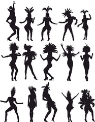 silhouettes of american dancing girls