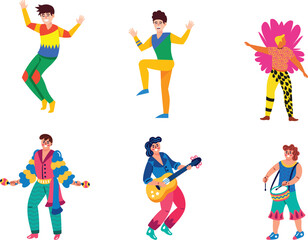 set of funny cartoon superhero