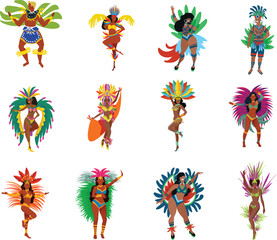 vector illustration of a set of colorful people