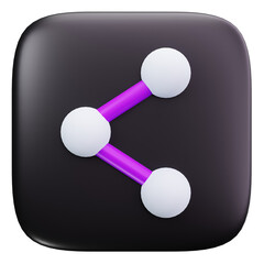 3D Share Network Social Connection Icon