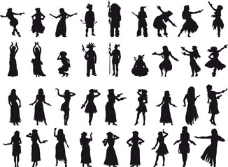 vector silhouettes of american people