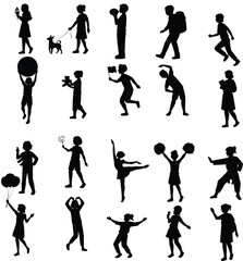 little girl silhouette vector