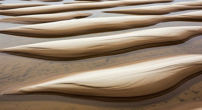 Shifting sands creating abstract rippled patterns in shallow water landscape