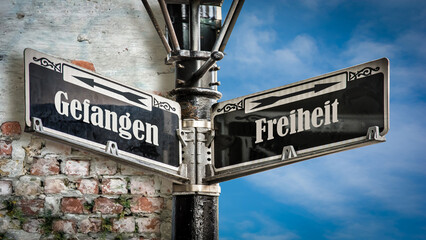 Obraz premium Signposts the direct way to Freedom versus Captivity