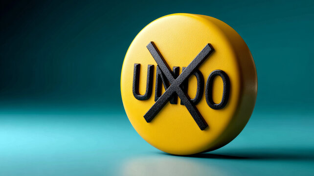 3D yellow button with 'undo' and an X mark symbol.