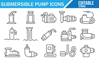 Mechanical pump device symbols in minimal line style