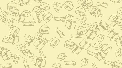 Background with school doodles ideal for educational materials, posters, presentations, and backtoschool designs in vibrant yellow color scheme.