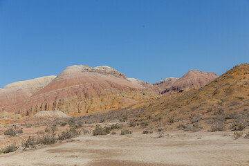 Aktau mountains in the Altyn-Emel (or Altyn Emel) national park. Zhetysu region, Kazakhstan.