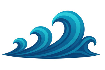 Obraz premium Blue ocean waves flowing, stylized water current, marine element for aquatic themes, transparent background
