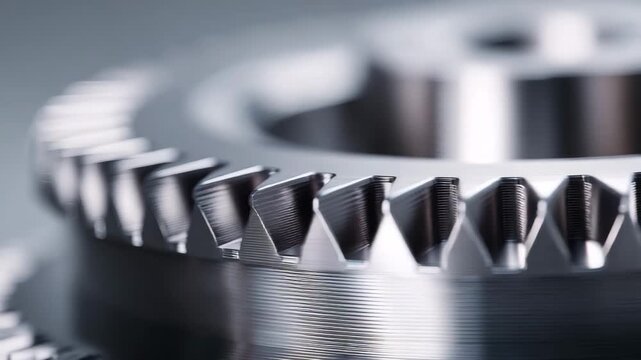 Closeup of industrial metal gear teeth