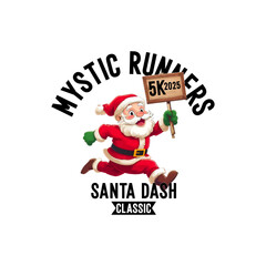 mystic runners Santa Dash Trendy Christmas Logo Design Template Abstract Brand T-Shirt Design Hoodies 