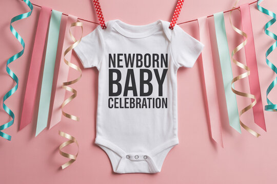 Celebrate new beginnings with adorable baby clothes and pastel decorations, perfect for baby showers, gender reveals, or heartwarming newborn announcements