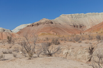 Aktau mountains in the Altyn-Emel (or Altyn Emel) national park. Zhetysu region, Kazakhstan.