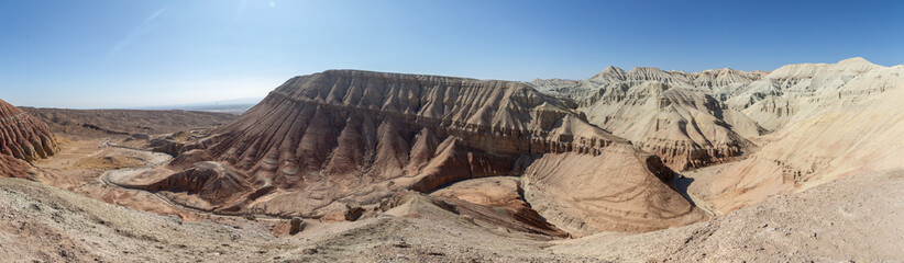 Naklejka premium Aktau mountains in the Altyn-Emel (or Altyn Emel) national park. Zhetysu region, Kazakhstan.