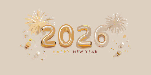 Elegant happy new year 2026 celebration with golden accents
