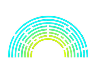 Abstract Colorful Arc Design in Cyan and Yellow