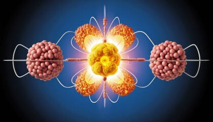 Abstract representation of cellular structures with radiating connections concept