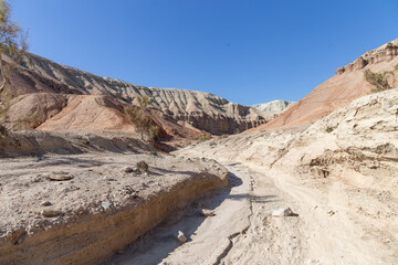 Aktau mountains in the Altyn-Emel (or Altyn Emel) national park. Zhetysu region, Kazakhstan.