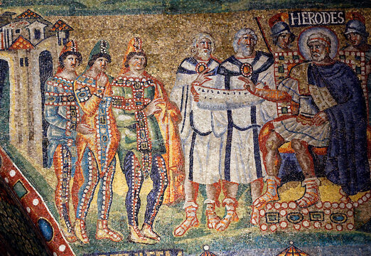 Santa Maria Maggiore Basilica. Historic biblical mosaic with King Herod.