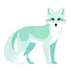 Obraz premium Elegant Green and White Fox Illustration