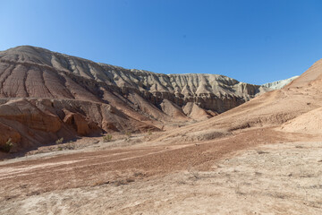 Aktau mountains in the Altyn-Emel (or Altyn Emel) national park. Zhetysu region, Kazakhstan.