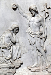 Basilica Santa Maria in Montesanto. Marble relief of John baptizing Christ.