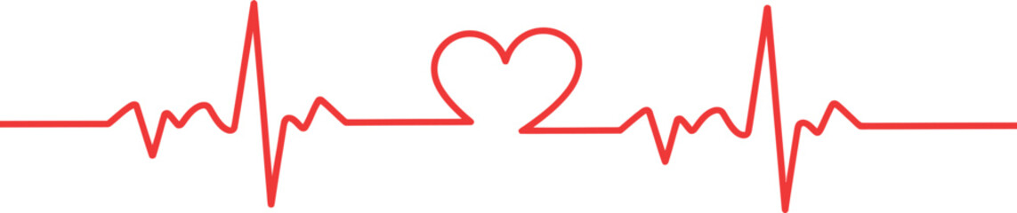 Heartbeat Line with Heart - Medical, Health & Cardiology Symbol