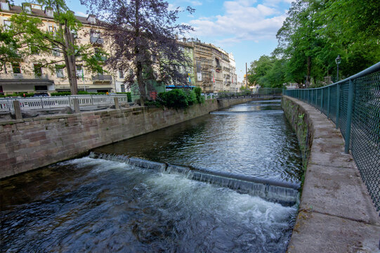 Oos river or stream flowing through the urban area of Baden-Baden