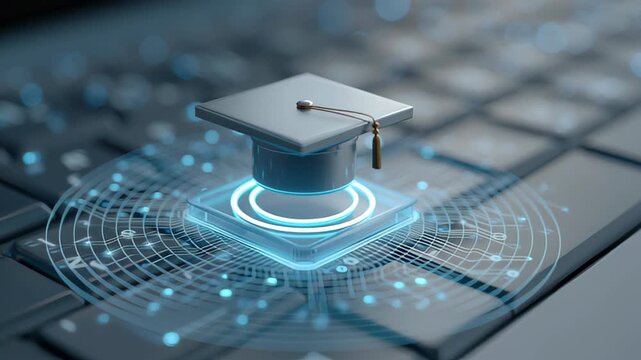 E-learning and Online Education for Student and University conceptual . Graphic interface showing technology of digital training course for people to 