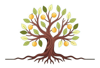 Fototapeta premium Vibrant Fruit Tree with Golden Oranges and Green Leaves
