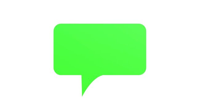 3D bubble chat icon animation illustration flat. Message icon animation. message bubble chat, Text typing message button, bubble chat messages chroma key. Speech Bubble pop up chat box, Online bubble 