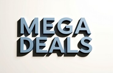 Signage reading Mega Deals on a pale wall creates bold retail vibe for shoppers
