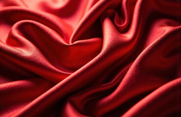 Obraz premium Luxurious red silk fabric draped in flowing folds with rich soft highlights