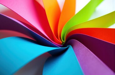 Naklejka premium Colorful paper strips swirl into a bright dynamic abstract composition