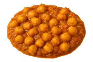 Chana masala chickpea curry with spicy gravy, a traditional indian vegan and vegetarian meal, transparent background