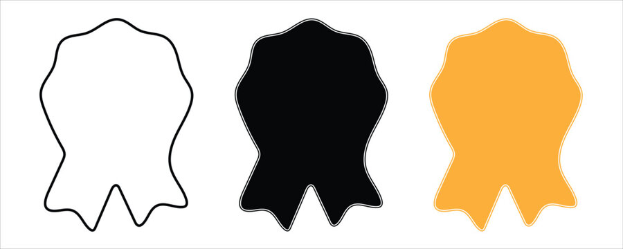 Collection of award ribbon shapes with textured edges, 