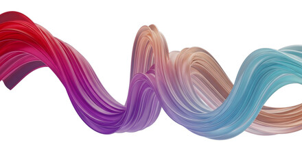 Vibrant abstract colorful flowing wave or paint stroke isolated on transparent background