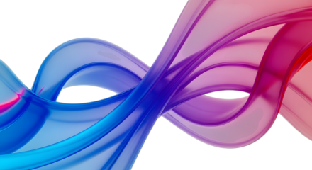 Abstract colorful flowing waves with a vibrant gradient isolated on transparent background