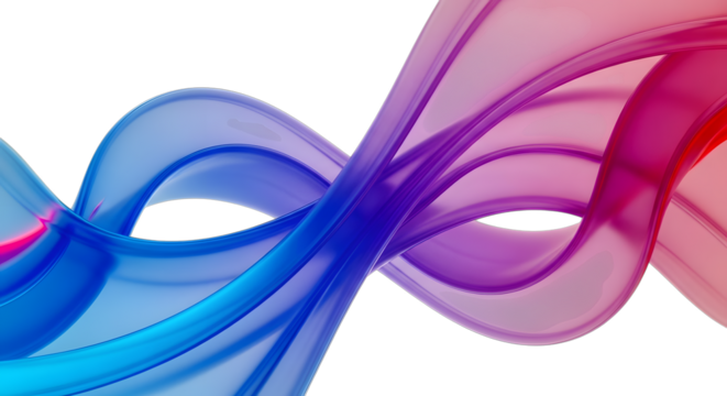 Abstract colorful flowing waves with a vibrant gradient isolated on transparent background