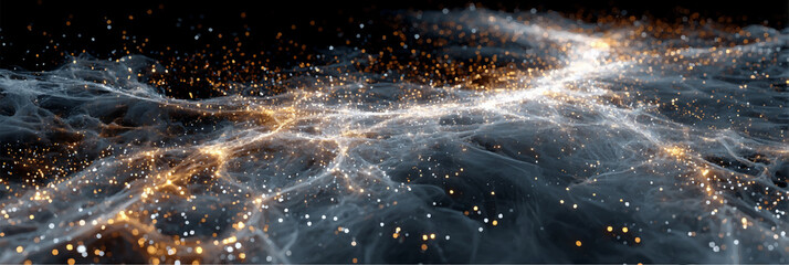 Ethereal Cybersigilism Nexus Abstract Cosmic Energy Flow with Digital Luminous Particles Forming an Interconnected Spiritual Network