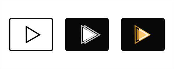 Set of play button icons for media players, isolated on