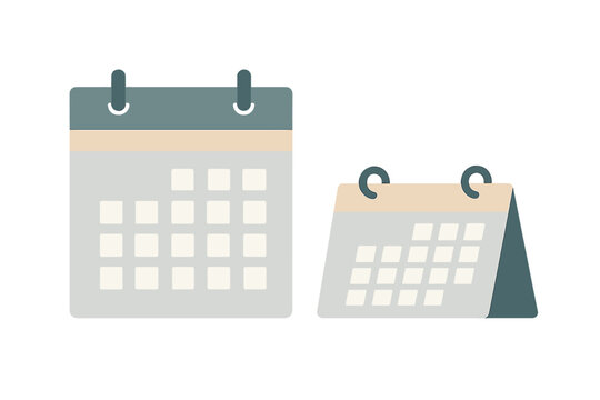 Minimalist calendar icons showing wall and desk versions for scheduling and time management