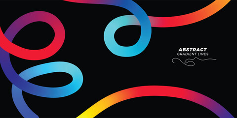 Abstract Background with Swirl Gradient Lines. Shapes of Colour Curves with Neon Gradients. Wavy Celebration Rainbow Colored Ribbons