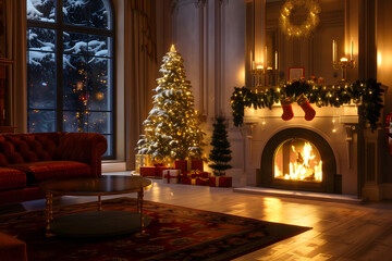 Classic holiday atmosphere with candles and warm glow