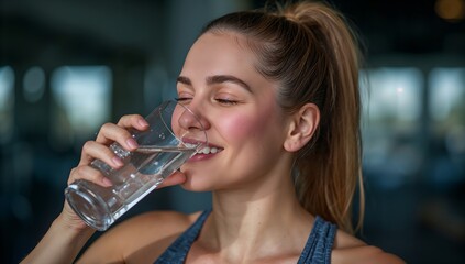 a woman drinks water after workout to maintain her hydration