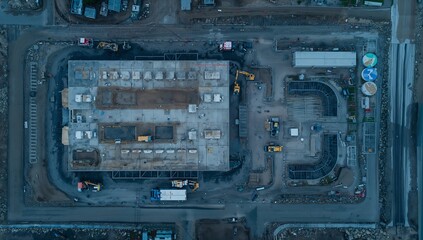 Fototapeta premium An aerial shot of a construction site with heavy machinery